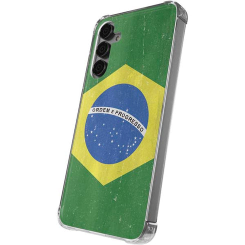 Brazil Flag Distressed Galaxy S24 Plus Clear Case